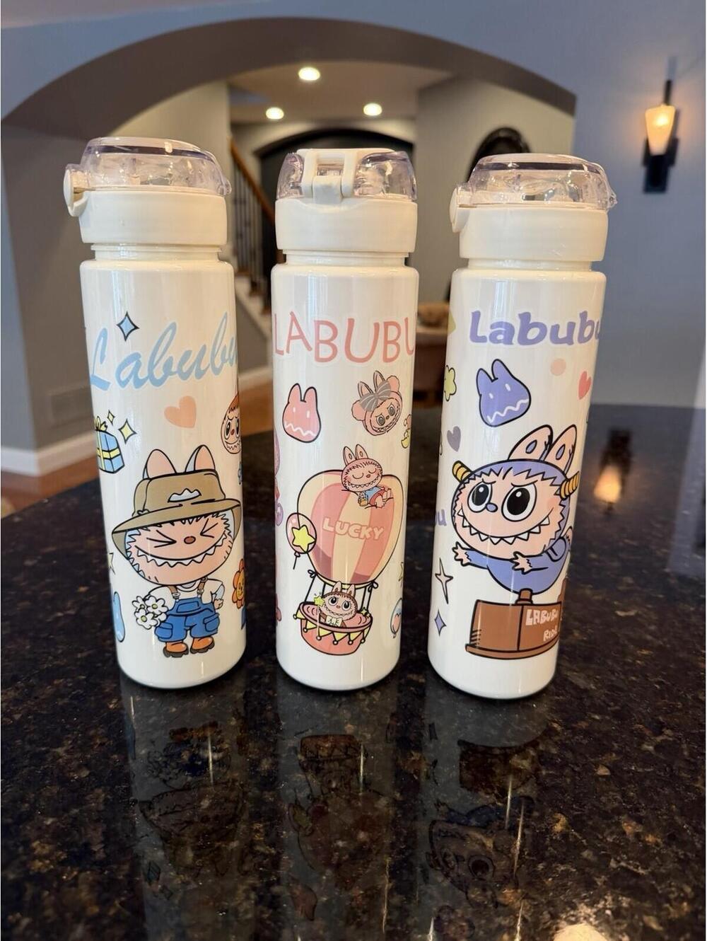 Rare Set Of 3 Labubu Plastic Water Bottles 750ml 10” Rare In Usa